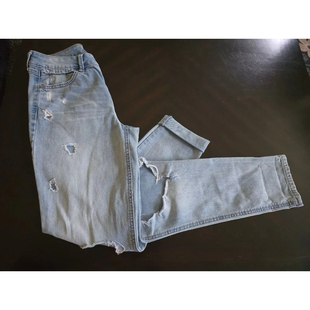 BY REWASH Vintage 90s Grunge Light Blue High Rise Distressed Mom Jeans 26in sz1